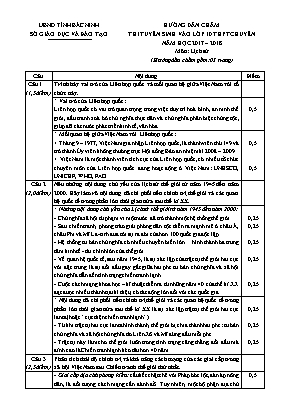 Đáp án đề thi tuyển sinh vào Lớp 10 THPT chuyên môn Lịch sử - Năm học 2017-2018 - Sở giáo dục và đào tạo Bắc Ninh